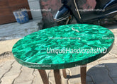 Green Marble Round Coffee Table Top, Stone Table, Luxury Stone Centerpiece Table, Home Decor Statement Piece, Gemstone Accent Furniture Unique Handicrafts IND